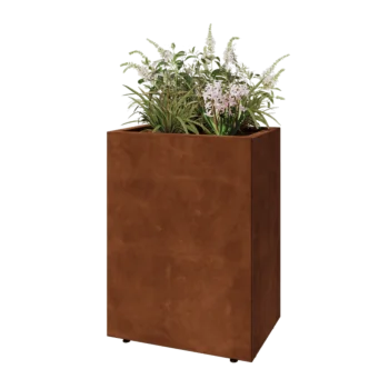 Corten-teräksinen istutuslaatikko - Suorakaiteen muotoiset - 60 x 40 x 80 cm - Pohjalevyllä - Jaloilla