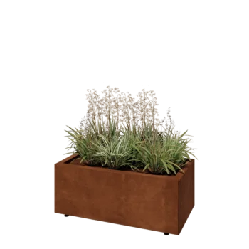 Corten-teräksinen istutuslaatikko - Suorakaiteen muotoiset - 80 x 40 x 30 cm - Pohjalevyllä - Jaloilla