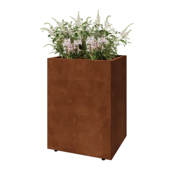 Corten-teräksinen istutuslaatikko - Suorakaiteen muotoiset - 60 x 50 x 80 cm - Pohjalevyllä - Jaloilla