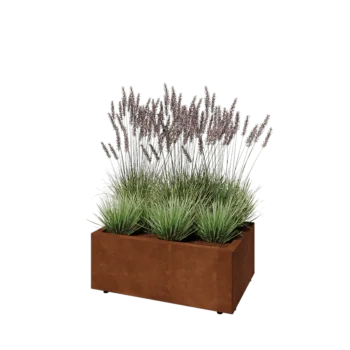 Corten-teräksinen istutuslaatikko - Suorakaiteen muotoiset - 80 x 50 x 30 cm - Pohjalevyllä - Jaloilla