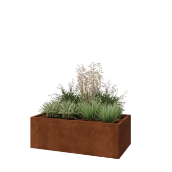Corten-teräksinen istutuslaatikko - Suorakaiteen muotoiset - 120 x 60 x 40 cm - Pohjalevyllä