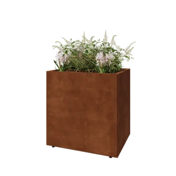 Corten-teräksinen istutuslaatikko - Suorakaiteen muotoiset - 80 x 60 x 80 cm - Pohjalevyllä - Jaloilla