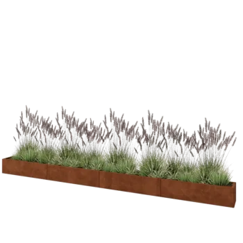 Corten-teräksinen istutuslaatikko XXL - Suorakaiteen muotoiset - 480 x 30 x 30 cm - Pohjalevyllä