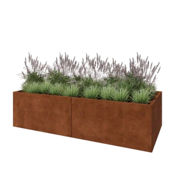 Corten-teräksinen istutuslaatikko XXL - Suorakaiteen muotoiset - 240 x 100 x 60 cm - Pohjalevyllä