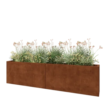 Corten-teräksinen istutuslaatikko XXL - Suorakaiteen muotoiset - 240 x 30 x 60 cm - Ilman pohjalevyä