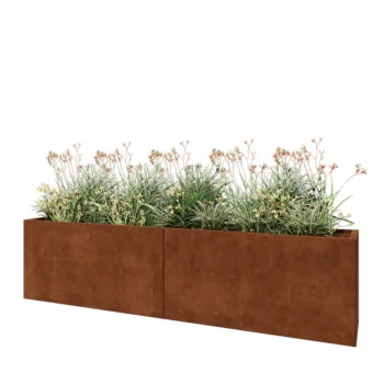Corten-teräksinen istutuslaatikko XXL - Suorakaiteen muotoiset - 240 x 40 x 60 cm - Ilman pohjalevyä