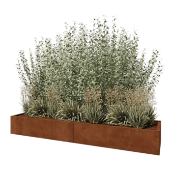 Corten-teräksinen istutuslaatikko XXL - Suorakaiteen muotoiset - 240 x 60 x 30 cm - Ilman pohjalevyä