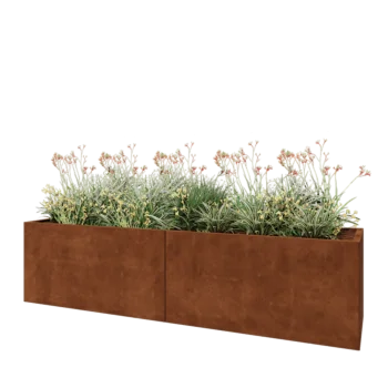Corten-teräksinen istutuslaatikko XXL - Suorakaiteen muotoiset - 240 x 60 x 60 cm - Pohjalevyllä