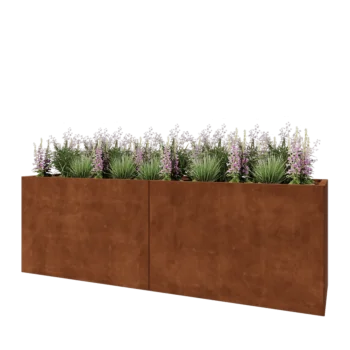 Corten-teräksinen istutuslaatikko XXL - Suorakaiteen muotoiset - 240 x 60 x 80 cm - Pohjalevyllä
