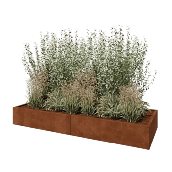 Corten-teräksinen istutuslaatikko XXL - Suorakaiteen muotoiset - 240 x 80 x 30 cm - Ilman pohjalevyä