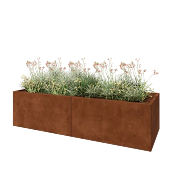 Corten-teräksinen istutuslaatikko XXL - Suorakaiteen muotoiset - 240 x 80 x 60 cm - Pohjalevyllä