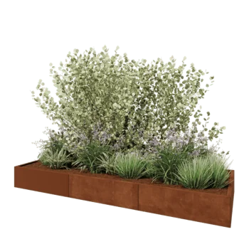 Corten-teräksinen istutuslaatikko XXL - Suorakaiteen muotoiset - 300 x 100 x 30 cm - Pohjalevyllä