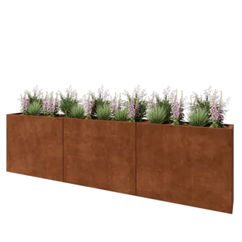 Corten-teräksinen istutuslaatikko XXL - Suorakaiteen muotoiset - 300 x 30 x 80 cm - Pohjalevyllä