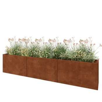 Corten-teräksinen istutuslaatikko XXL - Suorakaiteen muotoiset - 300 x 40 x 60 cm - Pohjalevyllä