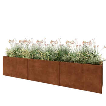 Corten-teräksinen istutuslaatikko XXL - Suorakaiteen muotoiset - 300 x 50 x 60 cm - Pohjalevyllä