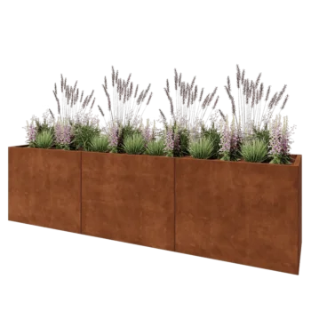 Corten-teräksinen istutuslaatikko XXL - Suorakaiteen muotoiset - 300 x 60 x 80 cm - Ilman pohjalevyä