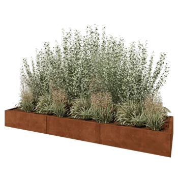 Corten-teräksinen istutuslaatikko XXL - Suorakaiteen muotoiset - 300 x 80 x 30 cm - Pohjalevyllä