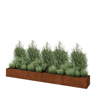 Corten-teräksinen istutuslaatikko XXL - Suorakaiteen muotoiset - 320 x 40 x 30 cm - Pohjalevyllä