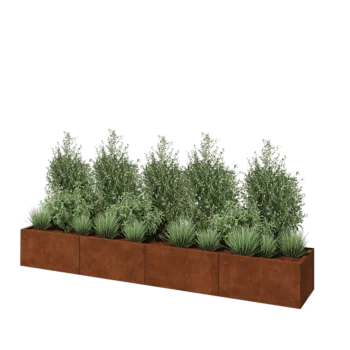 Corten-teräksinen istutuslaatikko XXL - Suorakaiteen muotoiset - 320 x 50 x 40 cm - Pohjalevyllä