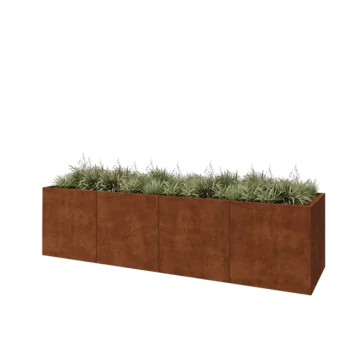 Corten-teräksinen istutuslaatikko XXL - Suorakaiteen muotoiset - 400 x 100 x 100 cm - Pohjalevyllä