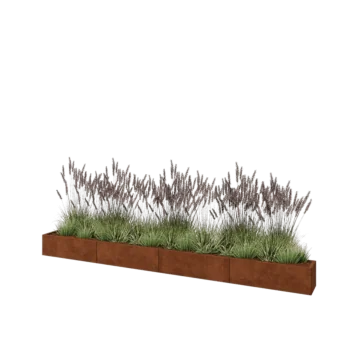 Corten-teräksinen istutuslaatikko XXL - Suorakaiteen muotoiset - 400 x 30 x 30 cm - Pohjalevyllä