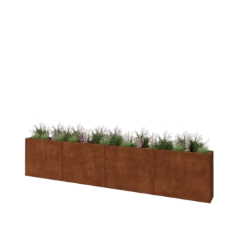 Corten-teräksinen istutuslaatikko XXL - Suorakaiteen muotoiset - 400 x 30 x 80 cm - Pohjalevyllä
