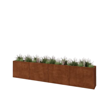 Corten-teräksinen istutuslaatikko XXL - Suorakaiteen muotoiset - 400 x 40 x 80 cm - Pohjalevyllä