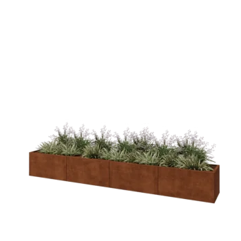 Corten-teräksinen istutuslaatikko XXL - Suorakaiteen muotoiset - 400 x 50 x 50 cm - Pohjalevyllä