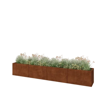 Corten-teräksinen istutuslaatikko XXL - Suorakaiteen muotoiset - 400 x 50 x 60 cm - Pohjalevyllä