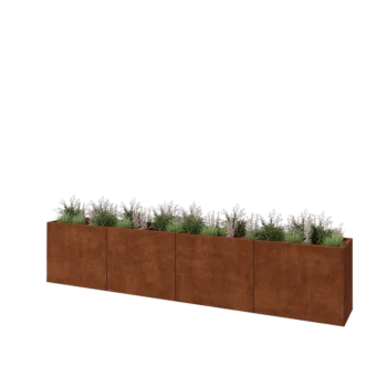 Corten-teräksinen istutuslaatikko XXL - Suorakaiteen muotoiset - 400 x 50 x 80 cm - Pohjalevyllä