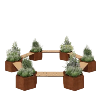 Corten-teräksinen istutuslaatikko - Nuotiopiiri-asettelu - 502,2 x 459,2 x 50 cm - Penkillä - Ilman pohjalevyä