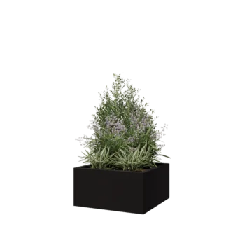 Teräksinen istutuslaatikko - Neliönmuotoiset - 60 x 60 x 30 cm - RAL9005 matta (musta) - Ilman pohjalevyä