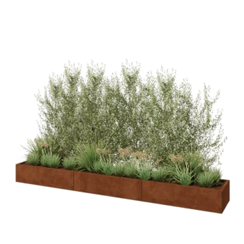 Corten-teräksinen istutuslaatikko XXL - Suorakaiteen muotoiset - 360 x 50 x 30 cm - Pohjalevyllä
