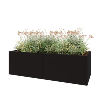 Teräksinen istutuslaatikko XXL - Suorakaiteen muotoiset - 200 x 80 x 60 cm - RAL9005 matta (musta) - Pohjalevyllä