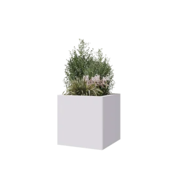 Teräksinen istutuslaatikko - Neliönmuotoiset - 50 x 50 x 50 cm - RAL9010 matta (valkoinen) - Pohjalevyllä