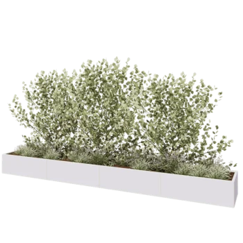 Teräksinen istutuslaatikko XXL - Suorakaiteen muotoiset - 480 x 60 x 40 cm - RAL9010 matta (valkoinen) - Ilman pohjalevyä