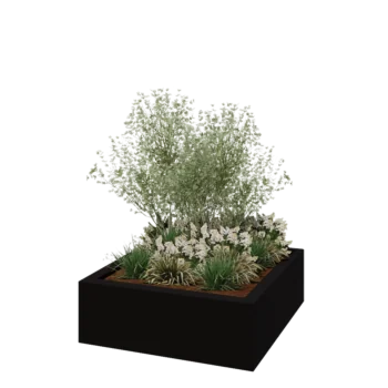 Lasikuituruukku - Neliö - 120 x 120 x 40 cm - RAL9005 matta (musta) - Pohjallinen