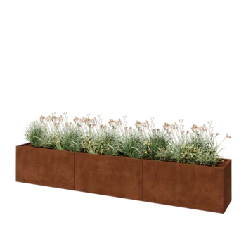 Corten-teräksinen istutuslaatikko XXL - Suorakaiteen muotoiset - 360 x 50 x 60 cm - Pohjalevyllä