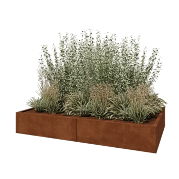 Corten-teräksinen istutuslaatikko XXL - Suorakaiteen muotoiset - 200 x 120 x 30 cm - Ilman pohjalevyä