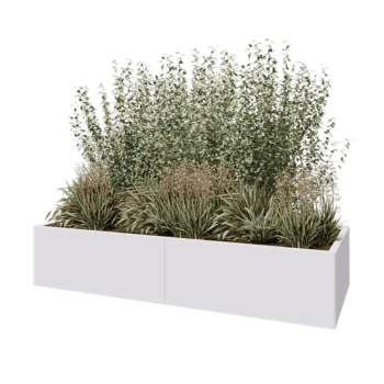 Teräksinen istutuslaatikko XXL - Suorakaiteen muotoiset - 200 x 80 x 40 cm - RAL9010 matta (valkoinen) - Pohjalevyllä