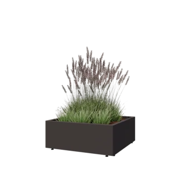 Teräksinen istutuslaatikko - Neliönmuotoiset - 80 x 80 x 30 cm - Muu RAL-väri - Pohjalevyllä - Jaloilla