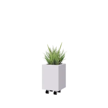 Teräksinen istutuslaatikko - Neliönmuotoiset - 30 x 30 x 40 cm - RAL9010 matta (valkoinen) - Pohjalevyllä - Pyörillä