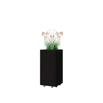 Teräksinen istutuslaatikko - Neliönmuotoiset - 30 x 30 x 60 cm - RAL9005 matta (musta) - Pohjalevyllä - Jaloilla