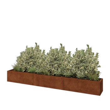 Corten-teräksinen istutuslaatikko XXL - Suorakaiteen muotoiset - 360 x 40 x 40 cm - Pohjalevyllä