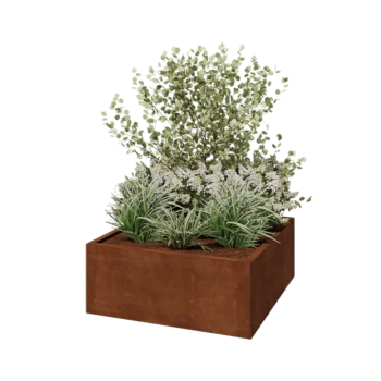Corten-teräksinen istutuslaatikko - Neliönmuotoiset - 100 x 100 x 40 cm - Ilman pohjalevyä