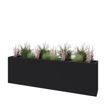 Lasikuituruukku - Suorakulmio - 200 x 30 x 60 cm - RAL7021 matta (musta harmaa) - Pohjallinen
