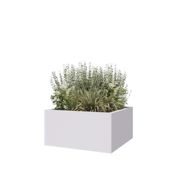 Teräksinen istutuslaatikko - Neliönmuotoiset - 80 x 80 x 40 cm - RAL9010 matta (valkoinen) - Ilman pohjalevyä