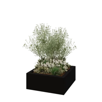 Lasikuituruukku - Neliö - 100 x 100 x 40 cm - RAL9005 matta (musta) - Pohjallinen