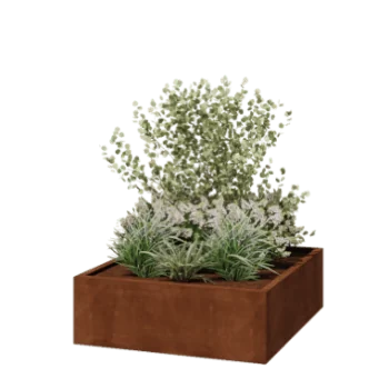 Corten-teräksinen istutuslaatikko - Neliönmuotoiset - 120 x 120 x 40 cm - Hitsattu - Ilman pohjalevyä