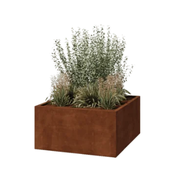 Corten-teräksinen istutuslaatikko - Neliönmuotoiset - 120 x 120 x 60 cm - Hitsattu - Ilman pohjalevyä